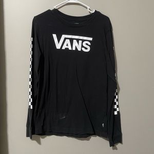 vans , size extra large , black with checkered sleeves